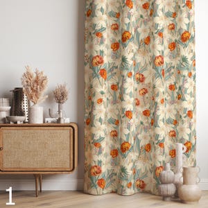Floral Window Curtains, Farmhouse Wildflowers Print Curtains, Country Floral Drapes, Flowers Curtains, Wildflowers Blackout Curtains