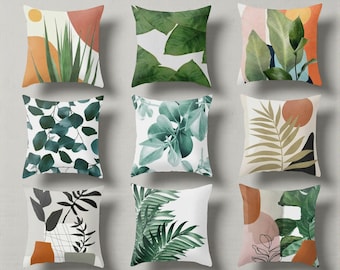 Modern Abstract Pillow Cover, Abstract Leaf Cushion Covers, Decorative Modern Abstract Tropic Pillowcases, Modern Art Pillow Covers