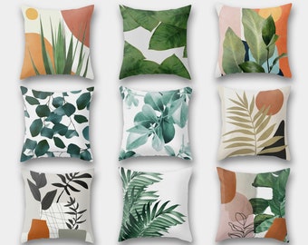 Abstract Pillow Cover, Cushion Nordics Scandi, Decorative Modern Style Pillow, Abstract Tropic Modern Art Pillow Cover, Housewarming Pillow