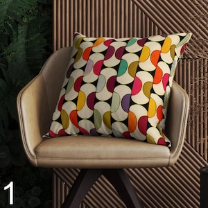 Mid Century Modern Pillow Covers, 70s Retro Throw Pillow Cover, Retro Geometric Cushion Cover, Mcm 70s Pillowcase, Retro Home Decor