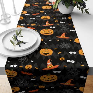 Halloween Table Runners, Cute Orange Halloween Table Runner, Black Halloween Table Runner, Halloween Purple Kitchen Runner, Halloween Table