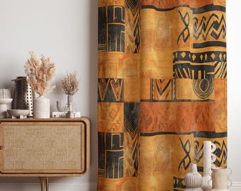 Ethnic Curtain, Mudcloth Drapes, Authentic Design Curtains, African Mudcloth Panel Curtains, African Blackout Curtain Panels
