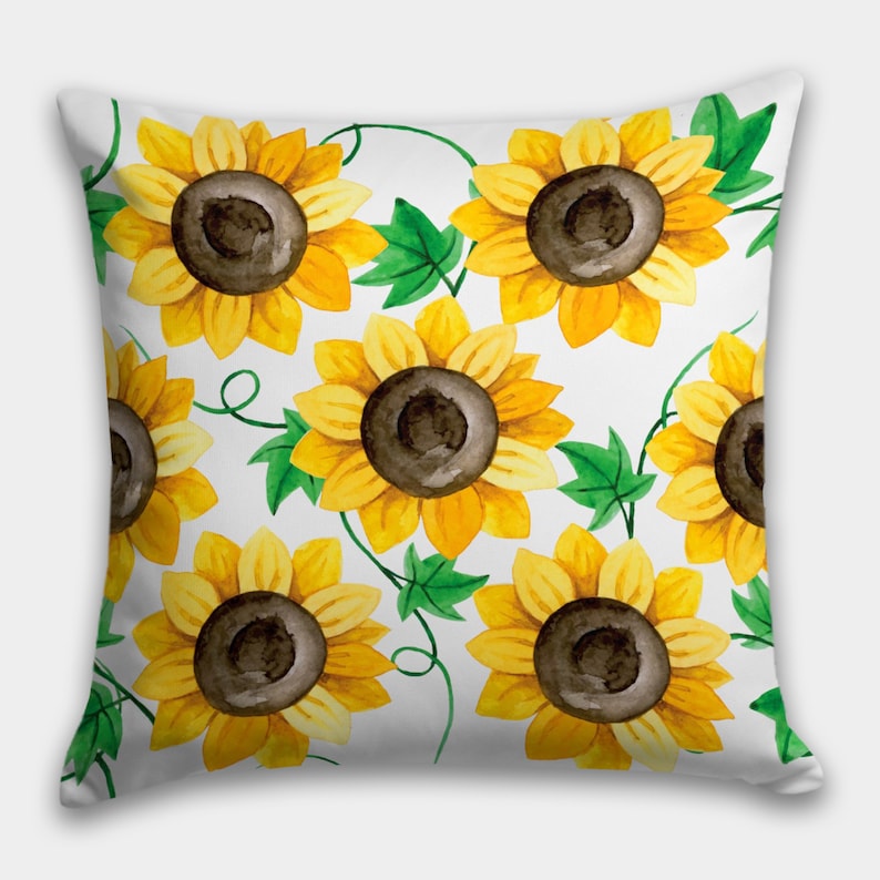 Sunflower Pillow Case, Sunflower Pillow Cover, Yellow Decorative Pillow, Floral Pillow, Housewarming Gift, Boho Summer Decor,Farmhouse Deco image 3