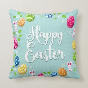 Easter Pillow Covers, Happy Easter Cushion Case, Cute Bunny Chick Easter Decor, Decorative Easter Egg Throw Pillow, Farmhouse Pillow Top