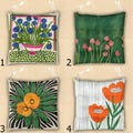 Abstract Floral Waterproof Chair Cushion, Cottagecore Floral Seat Pad