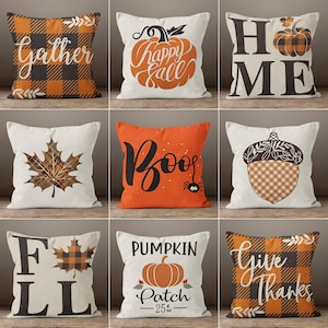 Autumn Pillowcase, Spidered Boo Pillowcases,  Pumpkin Patch, Fall Decor, Halloween Gather, Halloween Decoration, Give Thanks