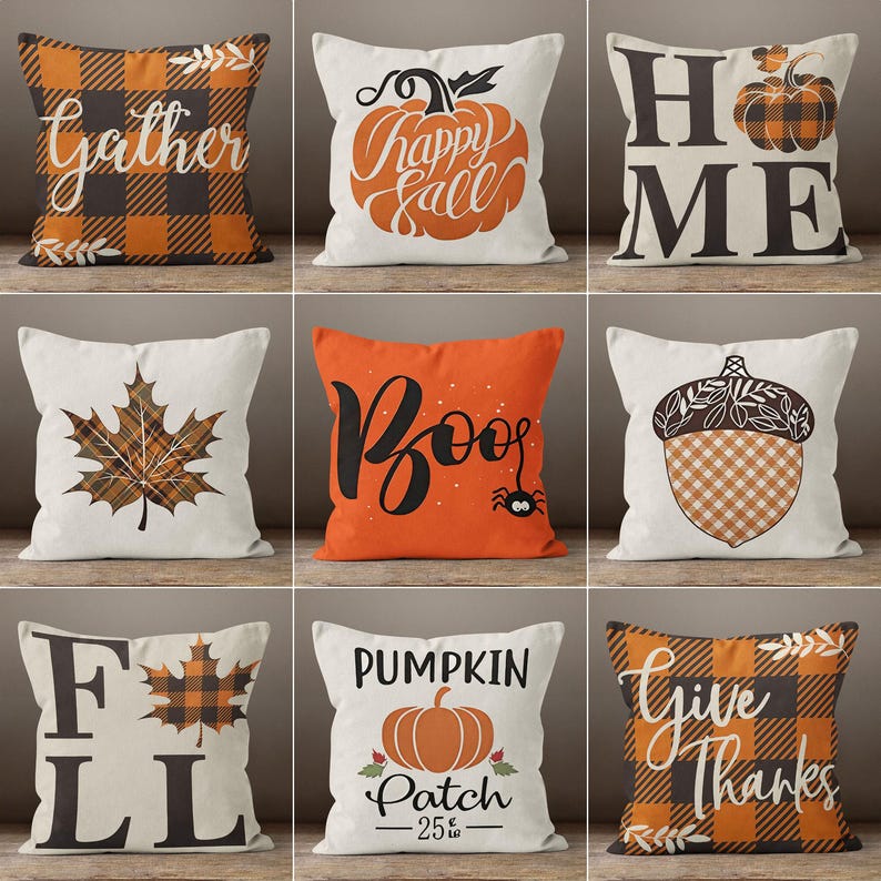 Autumn Pillowcase, Spidered Boo Pillowcases, Pumpkin Patch, Fall Decor, Halloween Gather, Halloween Decoration, Give Thanks image 1