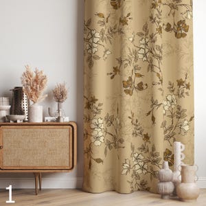 Floral Curtain Panels, Farmhouse Floral Print Curtains, Flowers Grommet Curtains, Vintage Floral Blackout Curtains, Floral Vintage Drapes