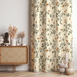 Flowers Curtains, Vintage Floral Panel Curtains, Modern Floral Curtains Panel, Wildflowers Panels