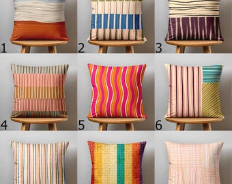 Colorful Retro Cushion Cover, Mid Century Geometric Pillow Cover