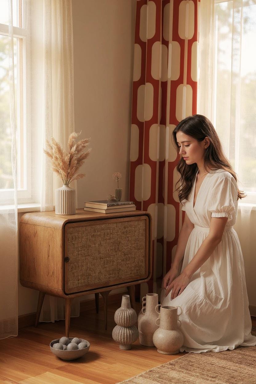 レトロカーテン、ミッドセンチュリーモダンカーテン、レトロ