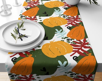 Abstract Fall Table Runner,  Autumn Farmhouse Dining Decor Runner