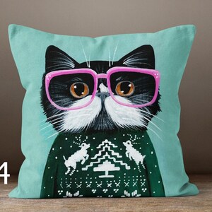 Fundas de almohada con motivos de gatos, decoración para el hogar de otoño e invierno, fundas de cojín para amantes de los gatos, fundas de almohada con ilustraciones de gatos 4