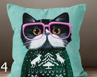 OGNOT Federa decorativa per cuscino con gatto e riflessione, per divano letto, 16 x 40,6 cm