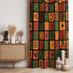African Curtains, African Tribal Curtain, Ethnic Window Curtain Panel, Colorful African Art Tribal Grommet Curtain, African Style Drapes