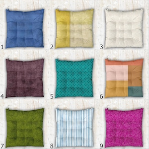 Solid Color Chair Cushion, Colorful Patio Chair Pad With Ties, Retro Chair Cushion With Ties, Indoor Outdoor Chair Pad With Ties