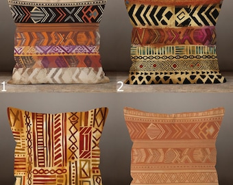 Decorative African Pillowcase, Ethnic Design Throw Pillow Cover, Traditional Pattern Cushion Case, Western Rug Pillow Cover
