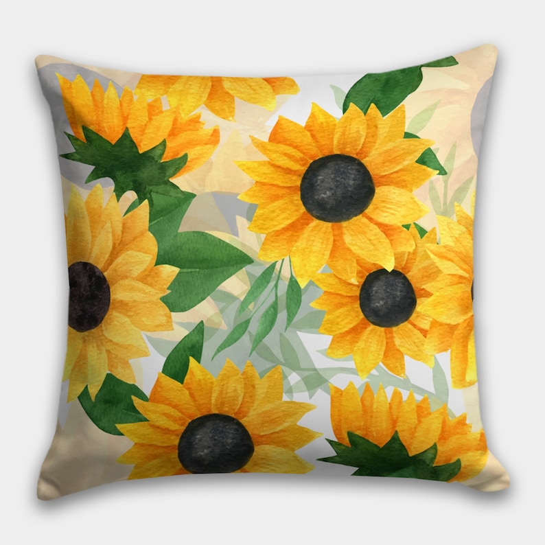 Sunflower Pillow Case, Sunflower Pillow Cover, Yellow Decorative Pillow, Floral Pillow, Housewarming Gift, Boho Summer Decor,Farmhouse Deco image 2