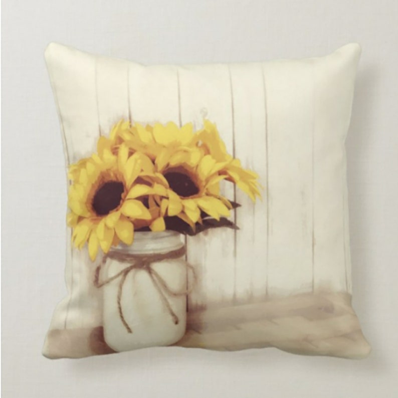 Sunflower Pillow Case, Sunflower Pillow Cover, Yellow Decorative Pillow, Floral Pillow, Housewarming Gift, Boho Summer Decor,Farmhouse Deco image 6