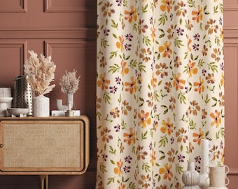 Farmhouse Floral Curtains, Vintage Country Style Panels, Wildflowers Drapes