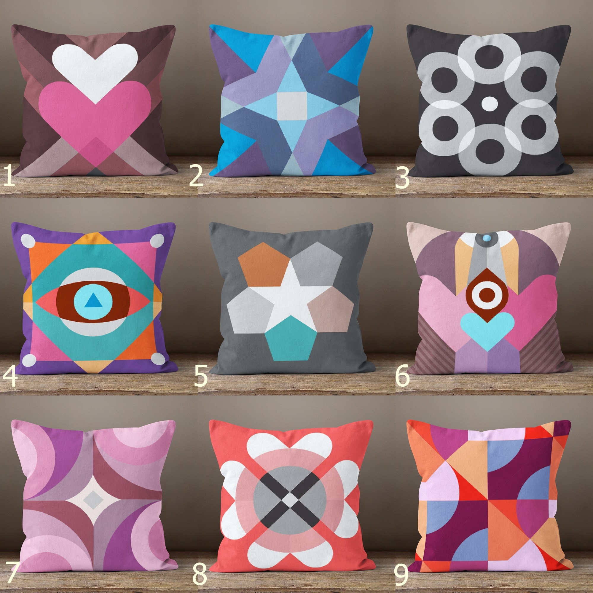 Modern Geometric Throw Pillow Cover, Colorful Abstract Pillowcase, Vibrant Decorative Cushion Covers, Stylish Graphic Accent Pillow Covers