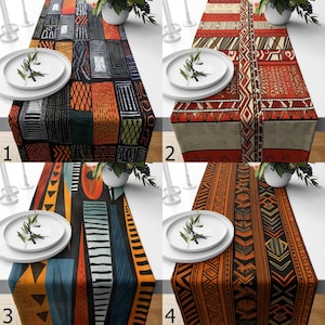 Caminos de mesa con estampados étnicos, caminos de mesa africanos, caminos de mesa de tela africana, caminos de mesa tribales, caminos de mesa de centro étnicos africanos