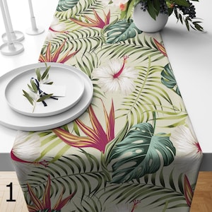 Tropical Table Runners, Bird Of Paradise Table Runners, Tropical Leaf Table Runner, Tropical Leaves Table Decor, Colorful Tropical Runners