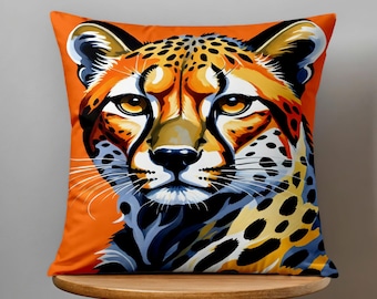 Leopard Pillow Cover, Cheetah Cushion, Animal Print Pillow, Maximalist Jungle Decor