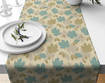 Fall Maple Leaves Table Runner, Fall Table Cloth, Thanksgiving Table Runners, Fall Mushrooms Table Runner, Autumn Leaves Table Runners