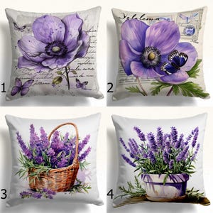 Purple Flowers Throw Pillow Covers, Floral Cushion Covers, Lavender Flowers Pillow Covers, Purple Floral Pillowcases, Floral Pillow Covers