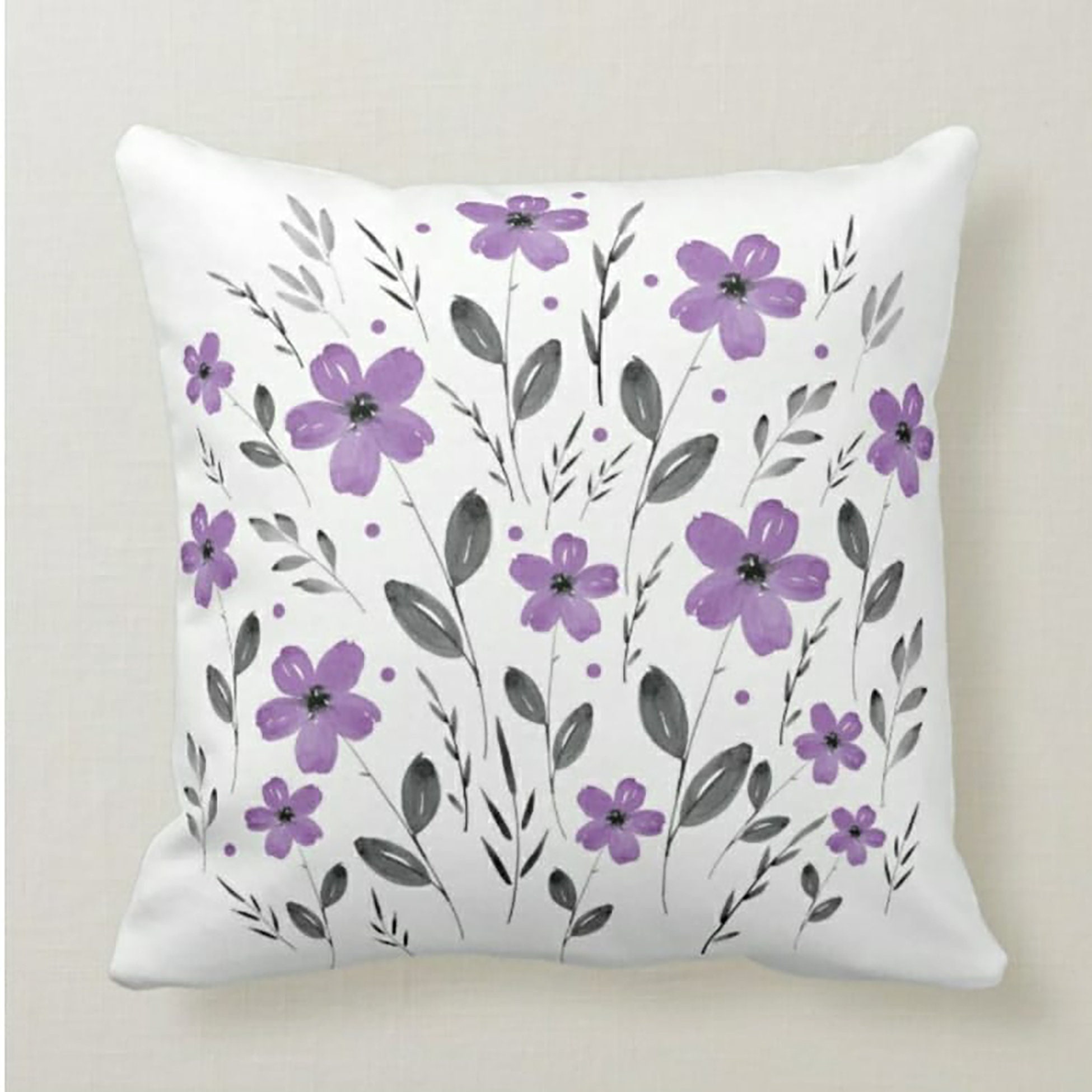 Floral Pillow Case Purple Decorative Pillow Case Etsy