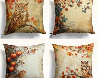 Fall Owl Cushion Cover, Fall Berries Throw Pillow Cover, Owl Pillowcases, Fall Pumpkin Pillow Cover, Autumn Home Decor Pillowcases