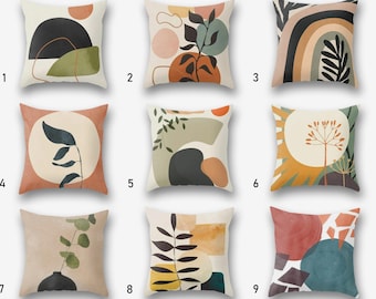 Abstract Pillow Cover, Modern Abstract Leaf Cushion Covers, Modern Art Printed Pillow Cover, Modern Minimalist Abstract Pillowcases