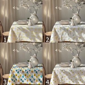 Floral Printed Tablecloth, Flowers Table Covers, Farmhouse Floral Tablecloth, Yellow Floral Rectangle Tablecloth, Spring Floral Tablecloth