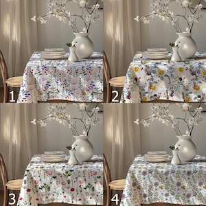 Wildflowers Printed Tablecloth, Floral Table Covers, Farmhouse Floral Tablecloth, Flowers Tablecloth, Floral Rectangle Tablecloth