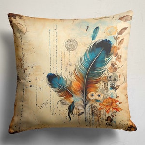 Modern Feather Design Throw Pillow Cover, Feather Home Decore, Decorative Feather Pillow Cases, Artful Feather Design Cushion Covers 7