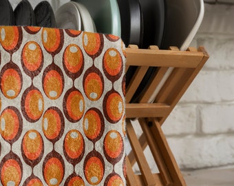 Retro Pattern Tea Towels, Retro Geometric Tea Towels, Mid Century Modern Dish Towels, MCM Kitchen Decor Hand Towels, 70s Dish Towels