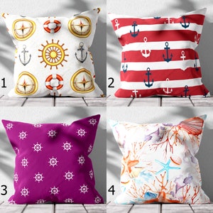 Coastal Outdoor Pillow Covers, Anchor Patio Cushion Cover, Nautical Anchor Decor Pillowcase, Waterproof Coastal Throw Pillow Covers
