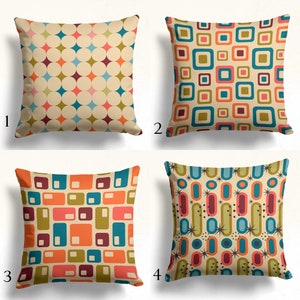 Mid Century Modern Pillow Cover, Retro Cushion Cover, Decorative 70s Pillow Case, Mcm Pillow Case, Retro Geometric Pillow Covers