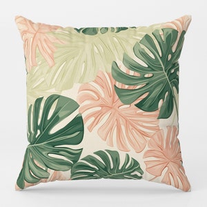 Tropical Leaves Throw Pillow Cover, Botanical Leaf Pillow Covers, Exotic Leaves Cushion Cover, Tropical Pillowcase