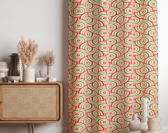 カーテン　昭和　古民家　60年代　70年代　レトロ　ポップ　 幾何学模様　2枚 カーテン 昭和 古民家 60年代 70年代 レトロ ポップ 幾何学模様 2枚