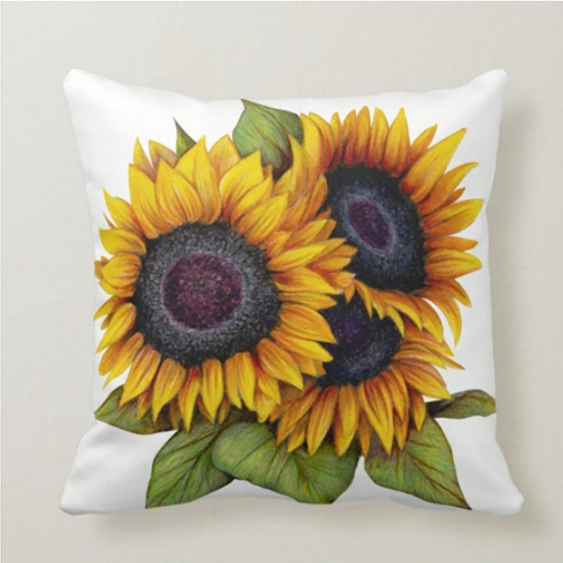 Sunflower Pillow Case, Sunflower Pillow Cover, Yellow Decorative Pillow, Floral Pillow, Housewarming Gift, Boho Summer Decor,Farmhouse Deco image 7