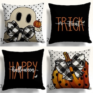 Fun Halloween Pillowcase, Halloween Trick or Treat Pillow Covers,  Black Orange Festive Halloween Cushion Cover, Halloween Home Decor