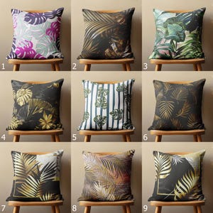 Tropical Leaf Throw Pillow Covers, Botanical Monstera Leaves Cushion Covers, Tropical Abstract Pillow Covers, Monstera Leaves Pillowcases