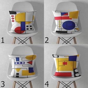 Abstract Geometric Pillow Cover, Mid Century Modern Bauhaus Cushion Cover, Colorful Art Print Throw Pillow Cover, Retro Bauhaus Pillowcase