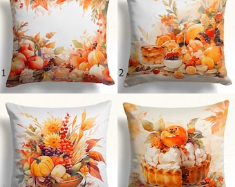 Autumn Harvest Pillow Covers, Decorative Thanksgiving Pillowcase, Pumpkin Cushion Cover, Thankful Decor Pillow Cover