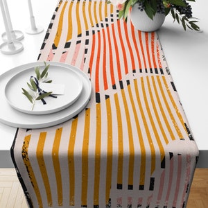 Mid Century Table Runners, 70s Geometric Table Runner, Retro Table Cloth, MCM Table Runners, Colorful Boho 70s Table Runners