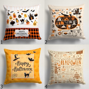 Halloween Spooky Throw Pillow Cover, Halloween Party Home Decor, Spooky Pillowcase, Spider Web Pillow Covers, Happy Halloween Cushion Cover