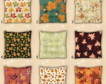 Autumn Leaves Outdoor Chairpad, Fall Season Maple Leaves Chair Cushion