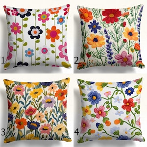 Capas de Almofadas Florais Multicoloridas, Capas de Almofadas de Flores da Primavera, Fronhas de Flores Multicoloridas, Fronhas de Decoração Floral para Casa
